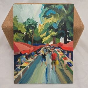 Morning Market Original Oil Painting Pula Croatia 6x8"